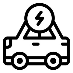 Electric Car Line Icon
