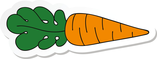 sticker of a quirky hand drawn cartoon carrot