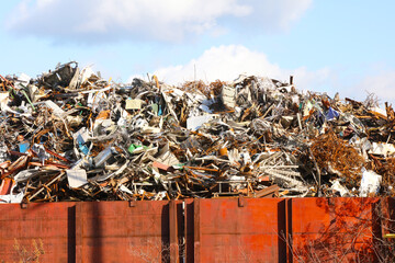 Piles of metal industrial waste
