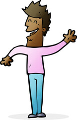 cartoon happy man waving