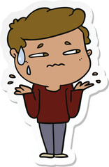 sticker of a cartoon confused man