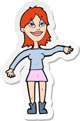 sticker of a cartoon woman making hand gesture