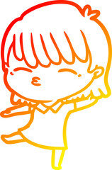 warm gradient line drawing cartoon woman