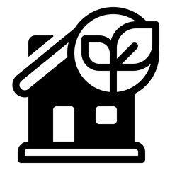 Eco House Glyph Icon