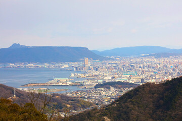 Fototapeta na wymiar View of Takamatsu City from Goshikidai
