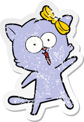 distressed sticker of a cartoon cat