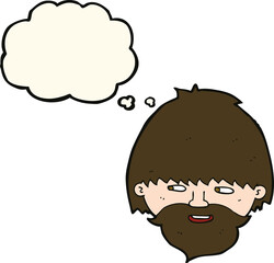 cartoon bearded man with thought bubble