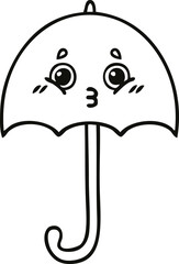 line drawing cartoon umbrella