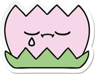 sticker of a cute cartoon water lilly