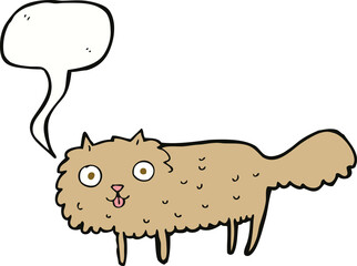 cartoon furry cat with speech bubble