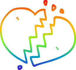 rainbow gradient line drawing cartoon broken heart