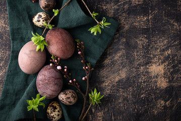 Easter eggs painted with natural dye
