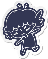 cartoon sticker of a cute kawaii girl