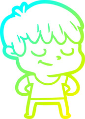 cold gradient line drawing cartoon happy boy