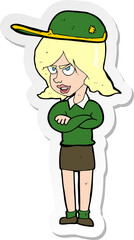 sticker of a cartoon woman in uniform