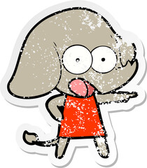 distressed sticker of a cute cartoon elephant