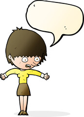 cartoon woman panicking with speech bubble
