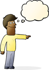 cartoon man pointing with thought bubble