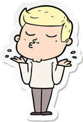 sticker of a cartoon model guy pouting