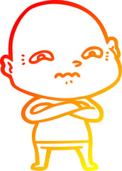 warm gradient line drawing cartoon nervous man