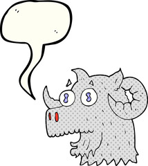comic book speech bubble cartoon ram head