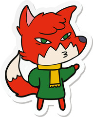 sticker of a clever cartoon fox