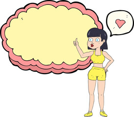 speech bubble cartoon gym woman