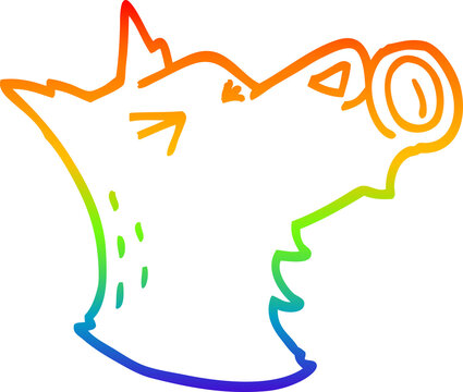 recommend clip art: rainbow gradient line drawing cartoon howling wolf