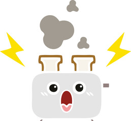 flat color retro cartoon of a toaster