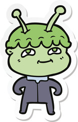 sticker of a friendly cartoon spaceman