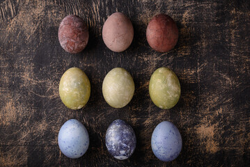 Easter eggs painted with natural dye