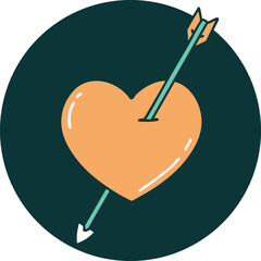 tattoo style icon of an arrow and heart