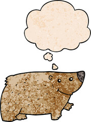 cartoon bear and thought bubble in grunge texture pattern style