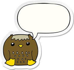 cartoon owl and speech bubble sticker