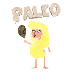retro cartoon woman on paleo diet