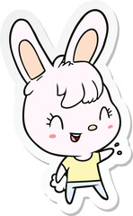 sticker of a cartoon rabbit