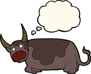 cartoon bull with thought bubble