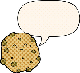 cartoon biscuit and speech bubble in comic book style