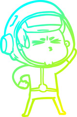 cold gradient line drawing cartoon stressed astronaut