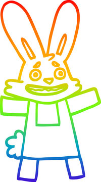 recommend clip art: rainbow gradient line drawing cartoon scared looking rabbit