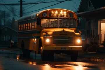 Fototapeta na wymiar School Bus lights. Generative AI