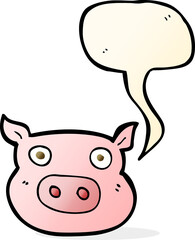cartoon pig face with speech bubble