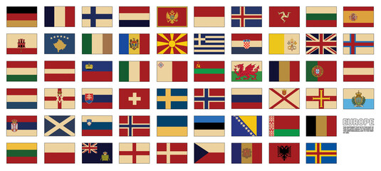Flags of the countries of Europe on a white background. Vector illustration