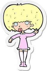 sticker of a cartoon waving girl