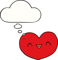 cartoon love heart and thought bubble