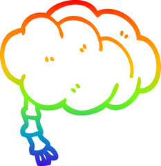rainbow gradient line drawing cartoon brain