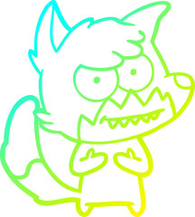 cold gradient line drawing cartoon grinning fox