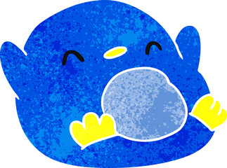 retro cartoon kawaii of a cute penguin