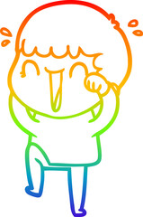 rainbow gradient line drawing laughing cartoon man