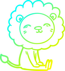 cold gradient line drawing cartoon lion